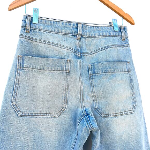 ME+EM Frayed Hem Engineered-Leg Jeans Barrel Pants Size 25 Cotton Blue - Picture 10 of 15